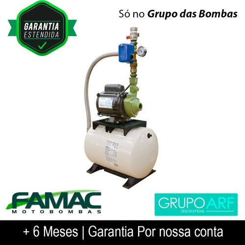 Pressurizador Famac FSP-60-1 60mm 1/2Cv 127V Pressostato e Tanque 20L Monofásico